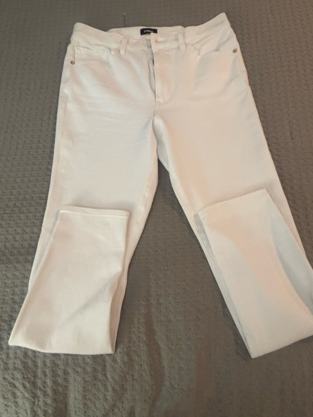 Express White Straight-Leg Jeans